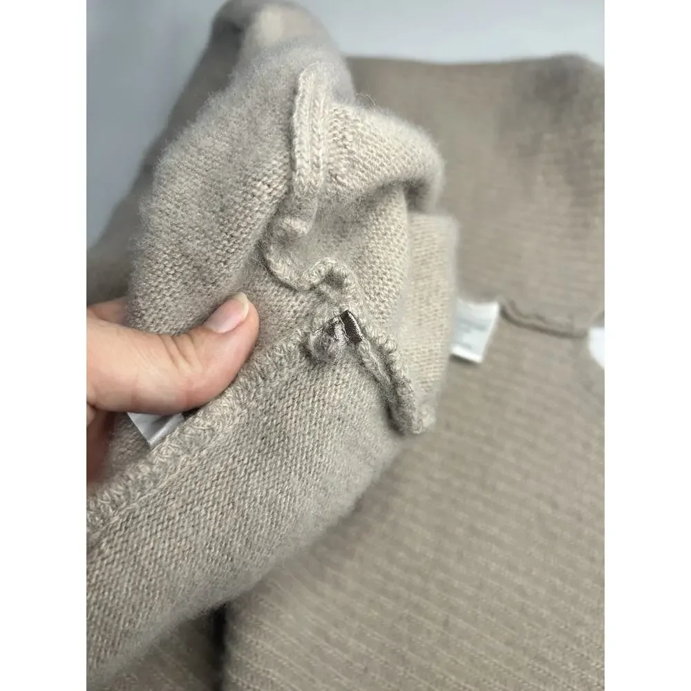 Benedetta B Merino Cashmere Open Front Cardigan Medium Taupe